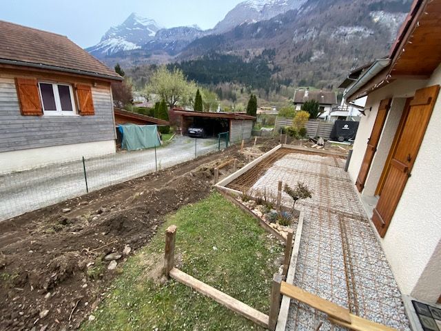 Suppression terrasse bois et installation dalle béton