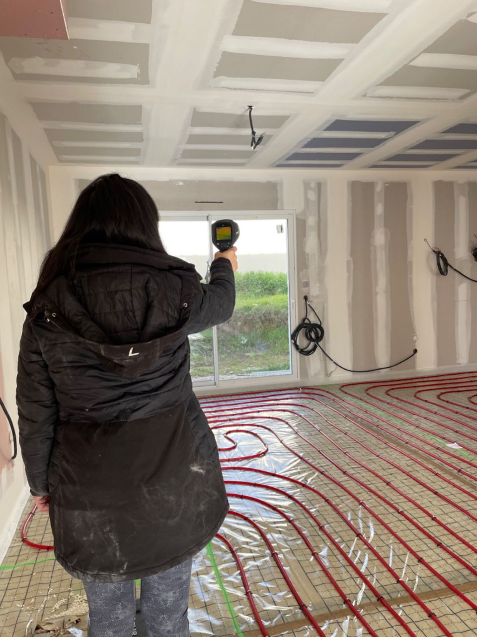 Contrôle plancher chauffant et caméra thermique cloisons