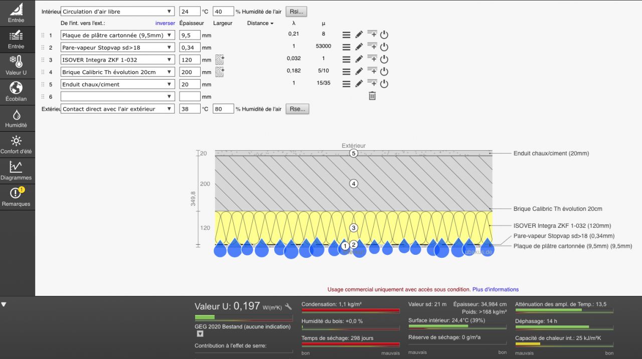 Simulation Ubakus avec pare-vapeur