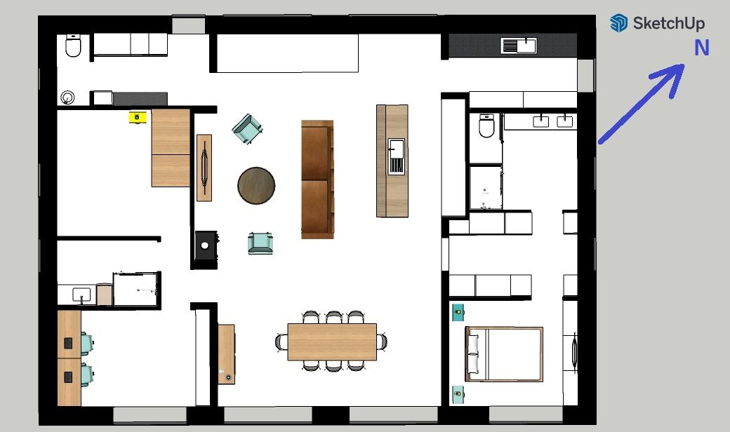 Plan de maison (vue 2D) 3 chambres dont une suite parentale