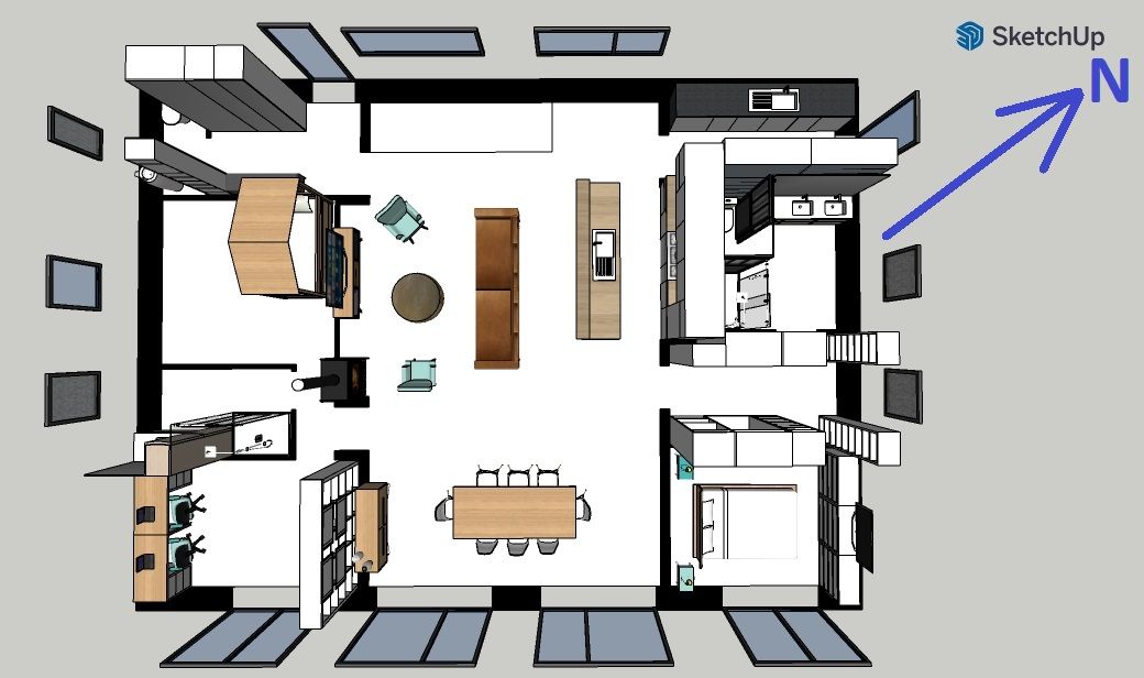 Plan de maison (perspective sans les murs) 3 chambres dont une suite parentale