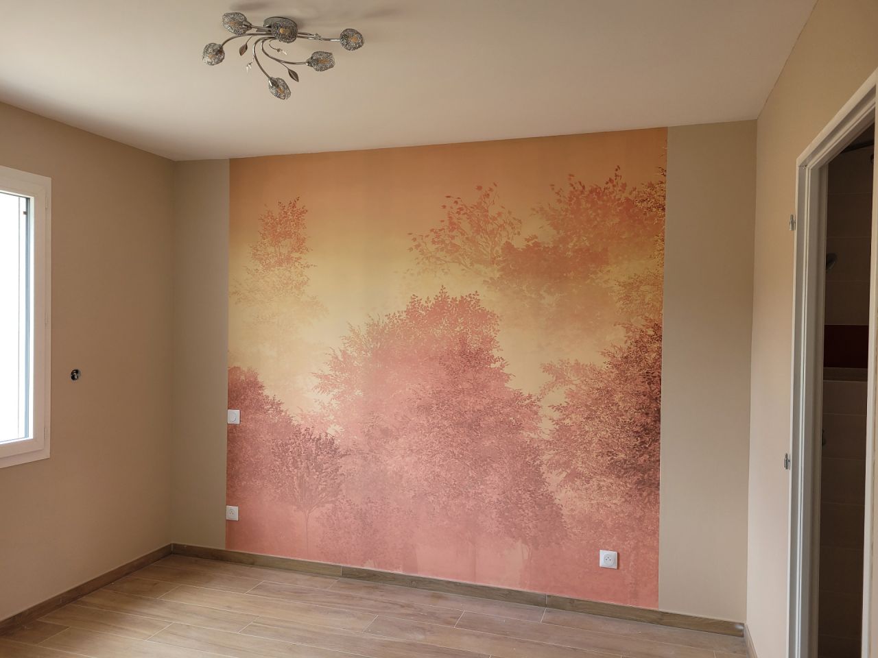 Chambre d'amis - Papier peint panoramique, peinture, luminaire