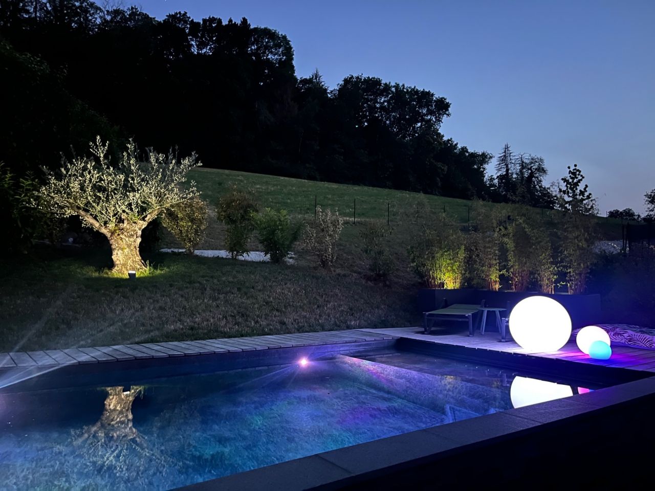 Pool area by night