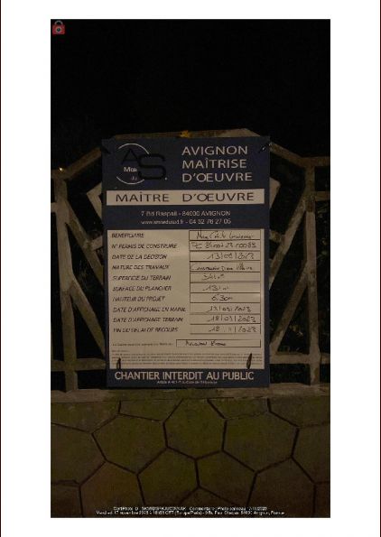 Photo du panneau de permis de construire sur le terrain le 17 novembre 2023 a 18h53