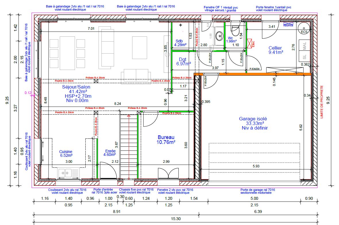 Plan du RDC et du garage