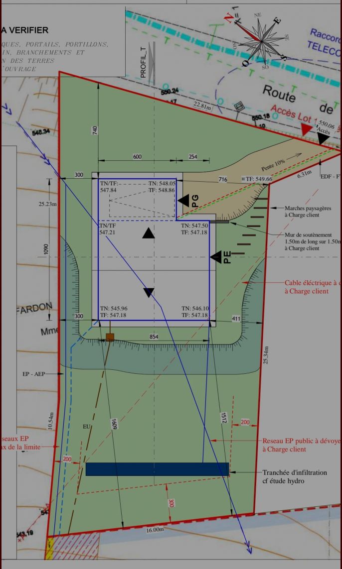 Implantation de la maison sur le terrain