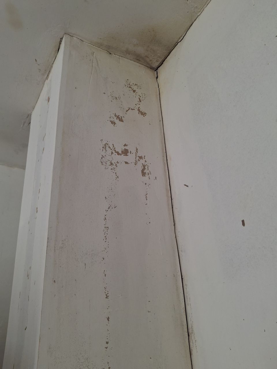 a c'est au niveau du mur nord, une sorte de coffrage fait autour d'un passage de tuyau de pole... encore des traces mais mon ami m'assure que c'est  cause d'un feu qui se serait dclar dans le dit tuyau...