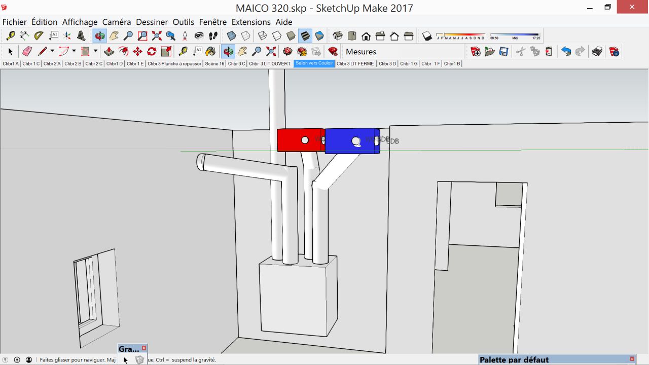 installation caisson VMC DF avec les deux collecteurs