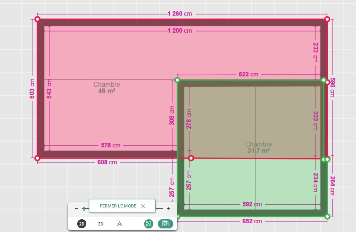 2 zones pour créer un toit kzp à 2 niveaux