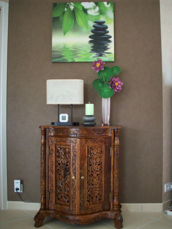 Décoration "nature zen" entre le salon et le séjour.