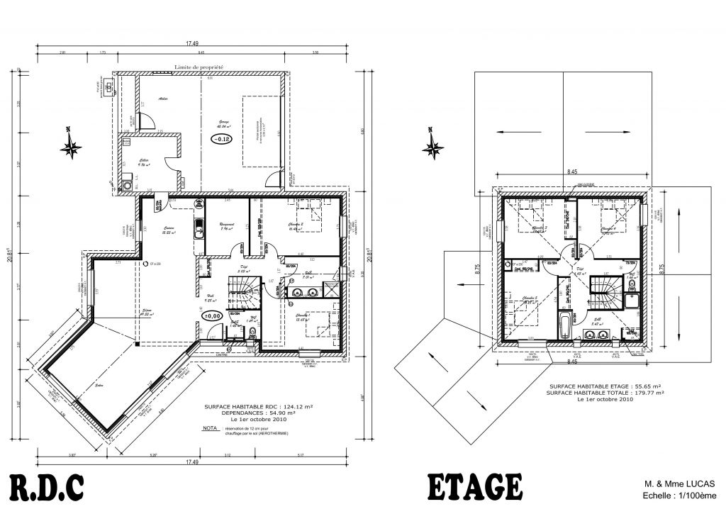 PLAN DE LA MAISON 
<br />
REZ DE CHAUSEE ET 1ER ETAGE