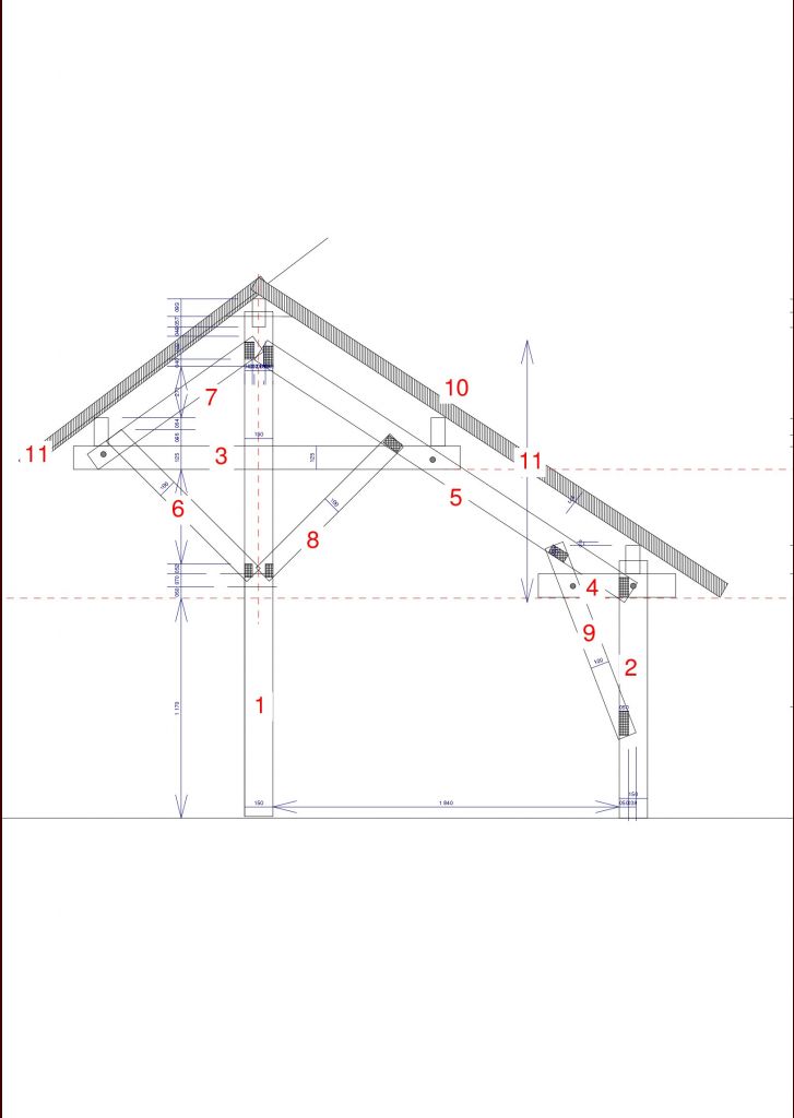 plan d'une charpente pour un abri a bois
<br />
2*3,5 m en pin douglas