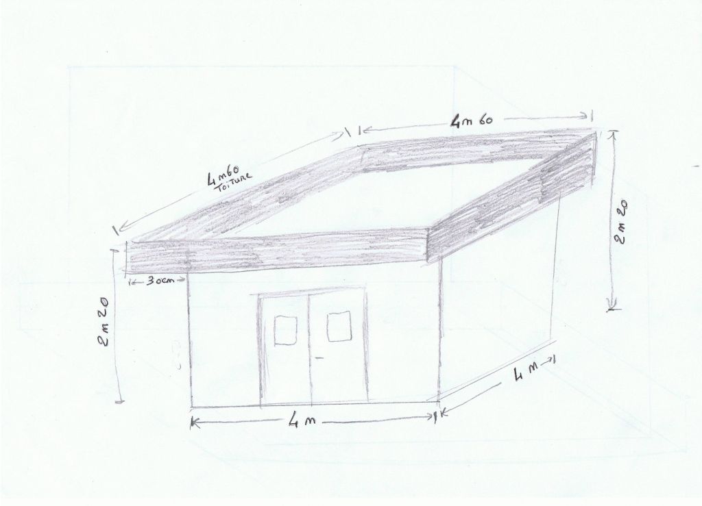 abri de jardin toit mono pente avec bandeau périphérique en bois
