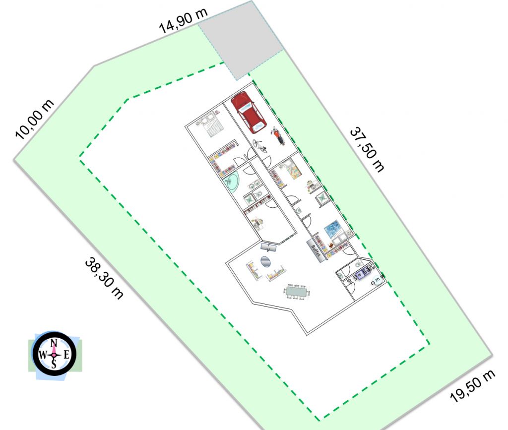 Implantation de la maison sur le terrain