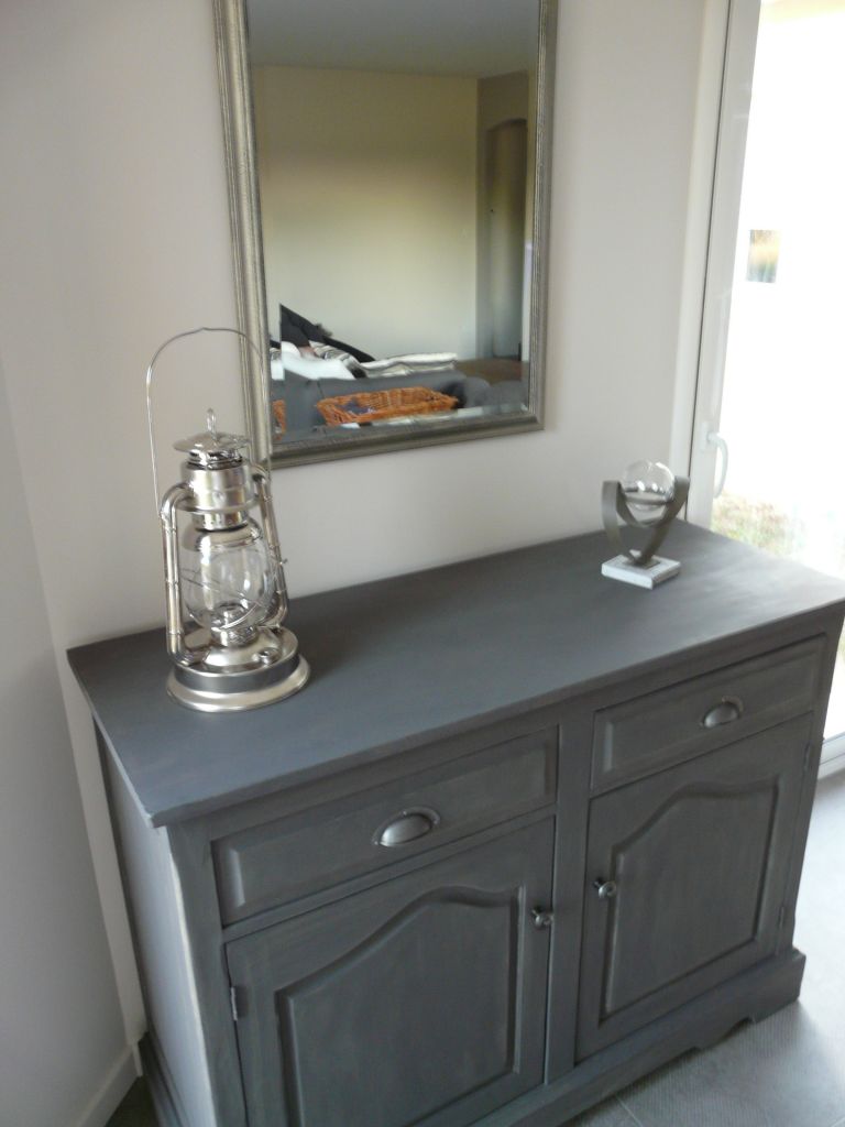 buffet pin et miroir customisés (peinture)