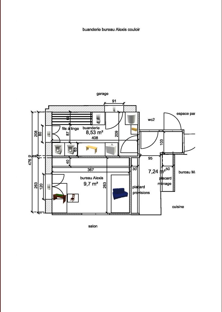 buanderie et bureau Alexis (ouvert sur le salon)