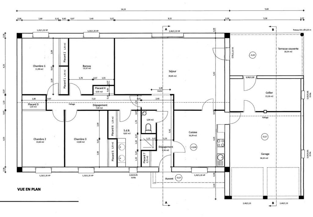 Plan de l'ensemble de la maison par l'archi