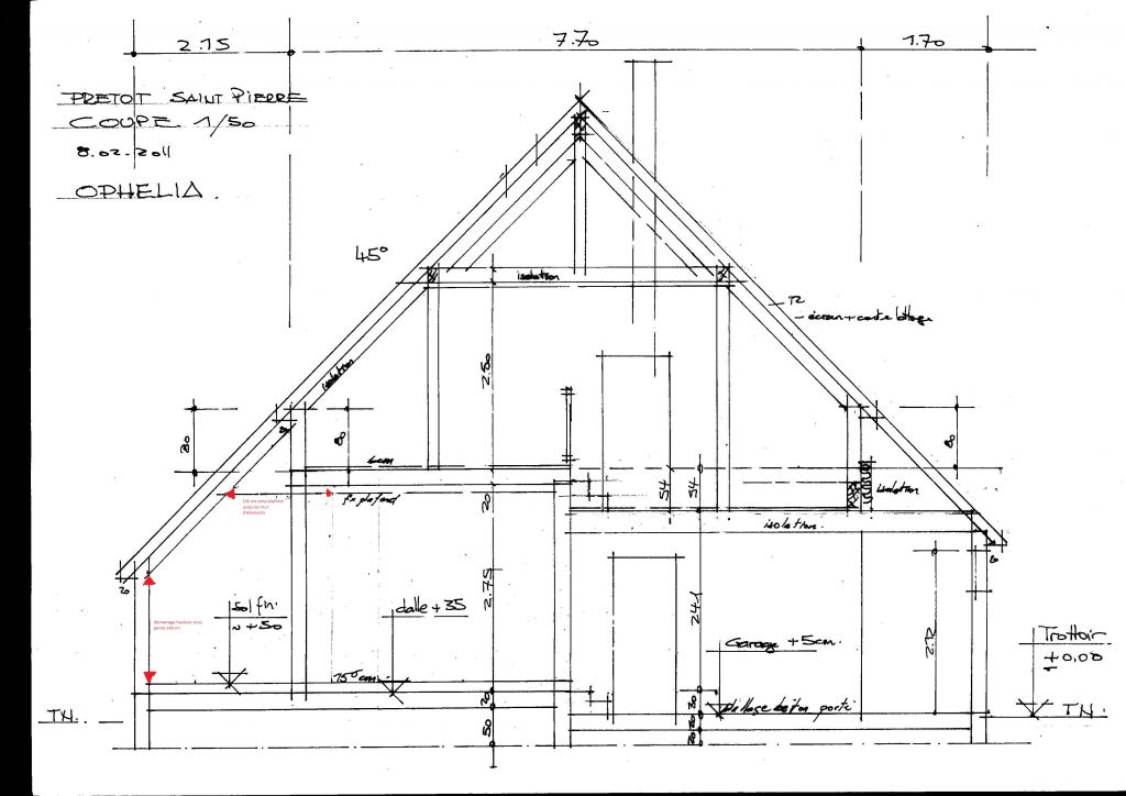 plan de coupe faade est