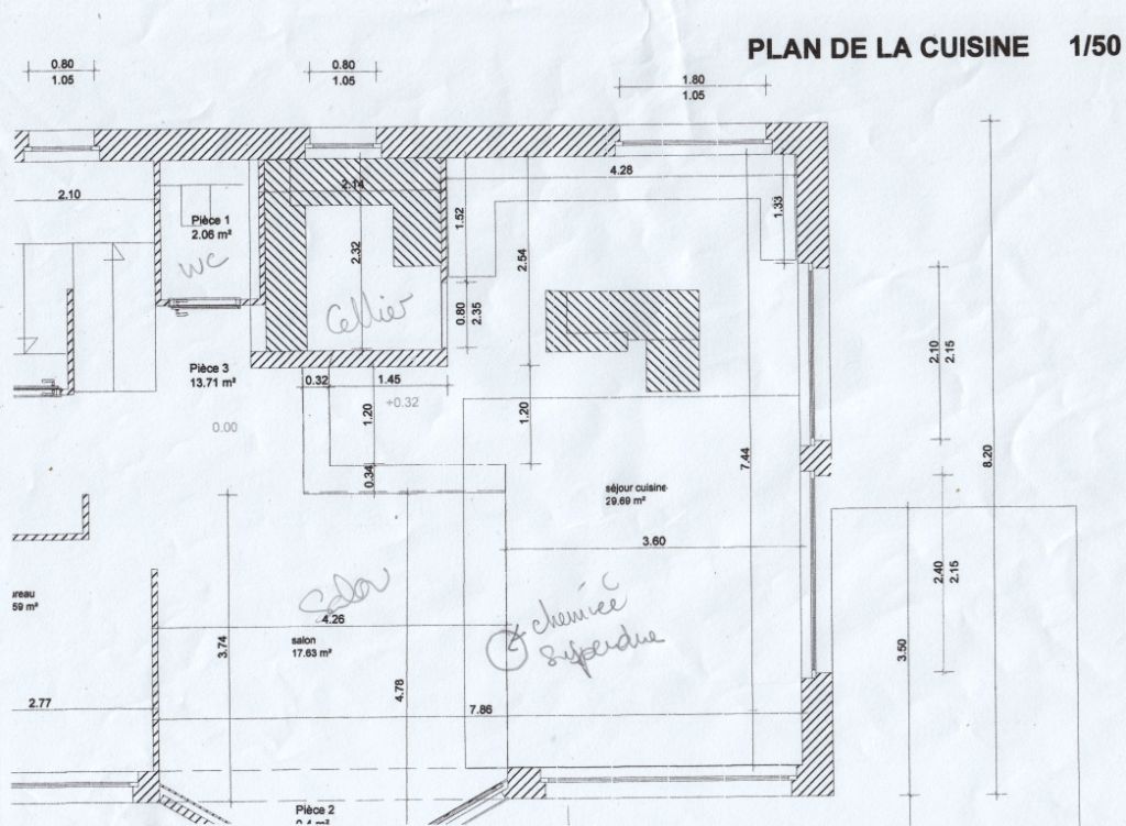 Angle de la maison, pour implantation de la cuisine