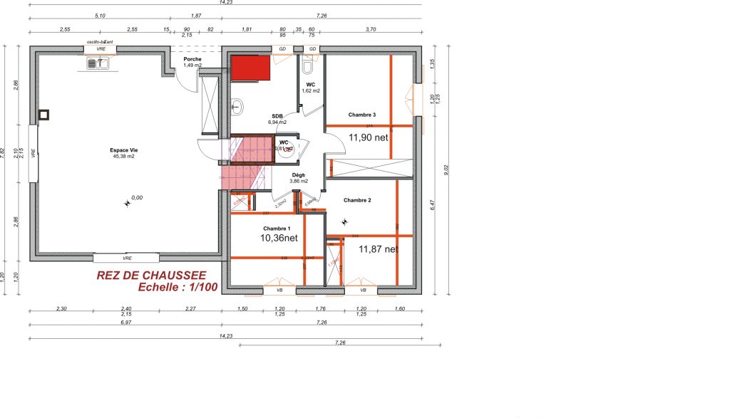 Premiere maquette avec sas d'entre chambre N2