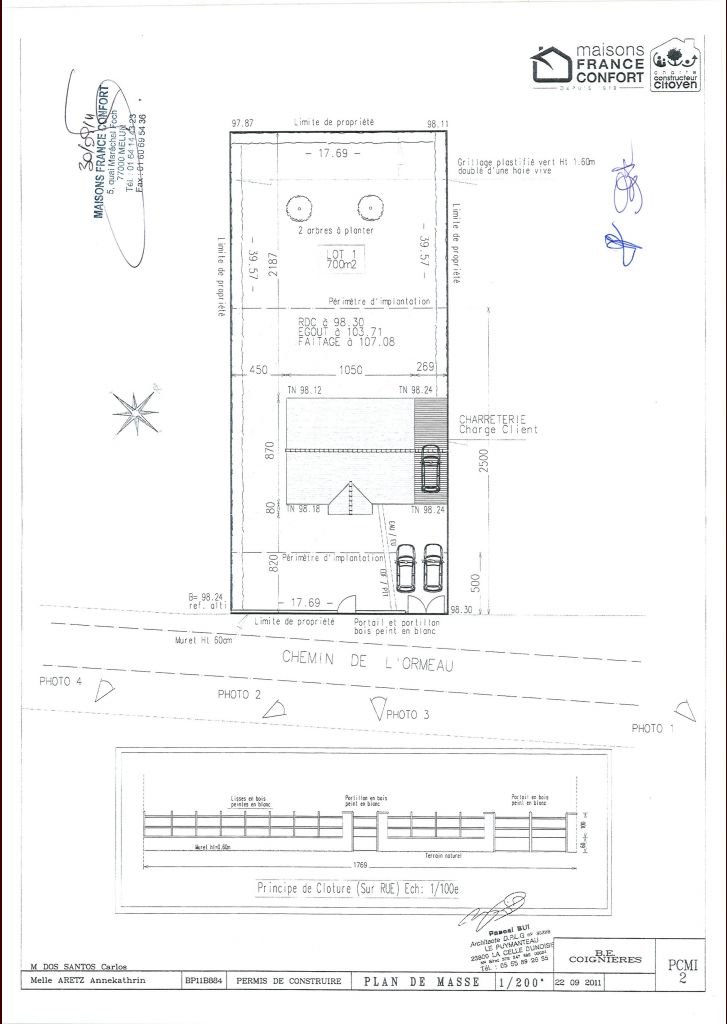 Vue de l'implantation de la maison sur le terrain