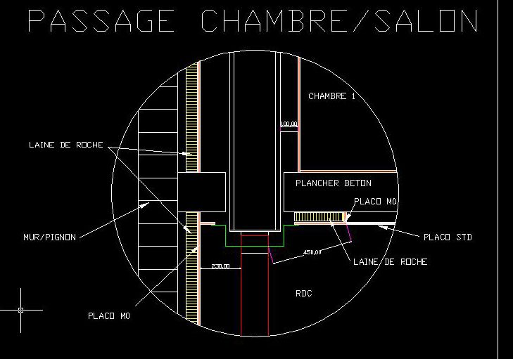 dtail passage RDC-ETAGE,modification placo mur et plafond