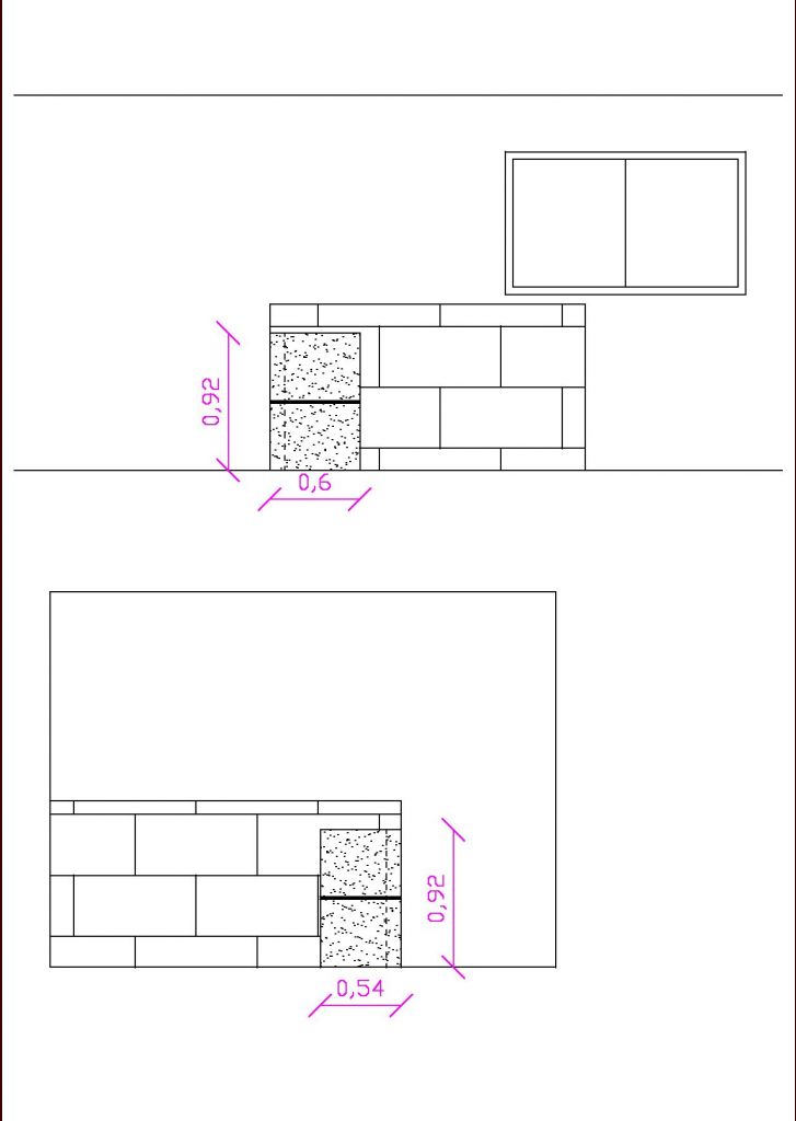premier cueil : la demie-cloison de la cuisine ouverte ou comment construire une niche dans un angle (la partie mouchete).
