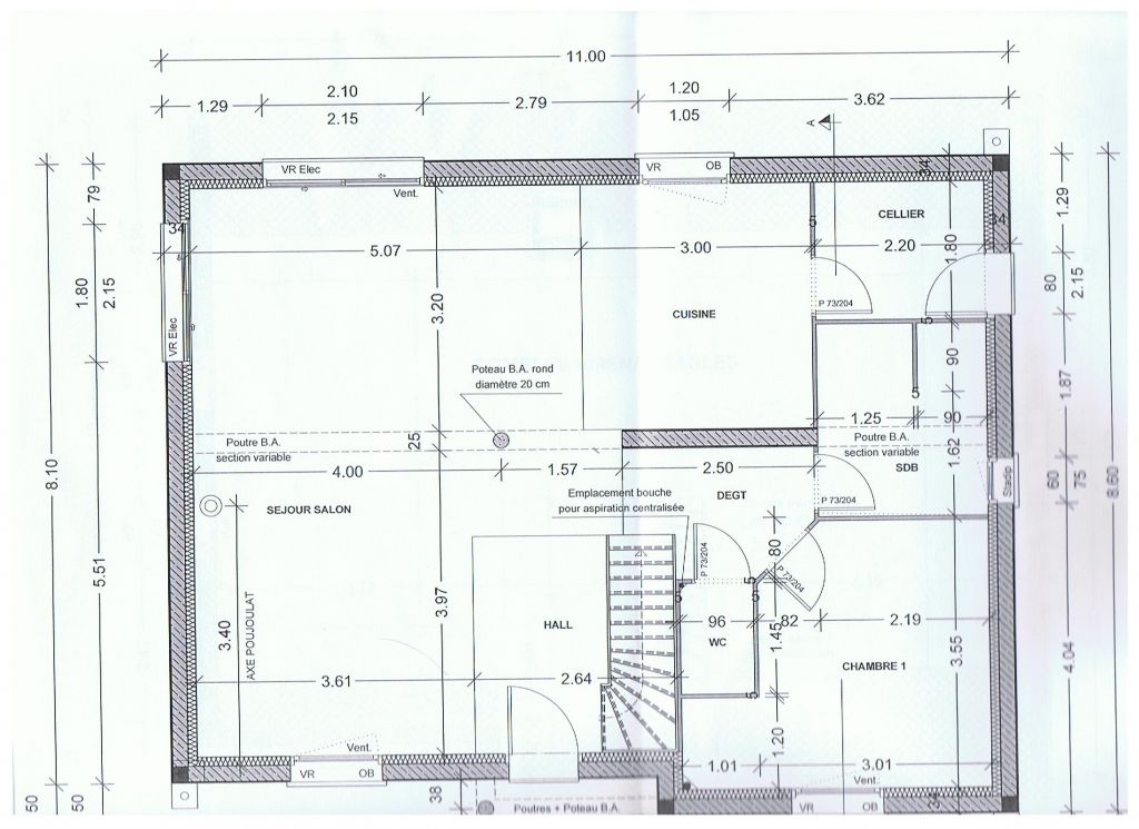 plan du rez-de-chaussée:
<br />
séjour salon    34.19 m2
<br />
cuisine          9.62 m2
<br />
hall             7.50 m2
<br />
degt             3.61 m2
<br />
wc               1.39 m2
<br />
cellier          3.96 m2
<br />
SDB              5.44 m2
<br />
chambre1 PL     11.41 m2
