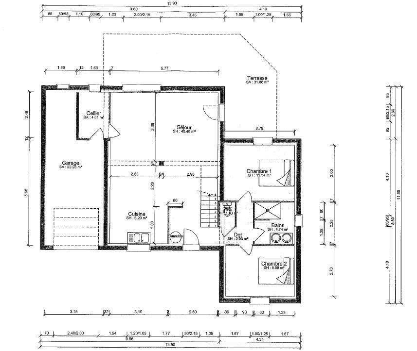 plan maison r+1 5 chambres