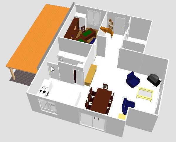 Premier plan "fait maison" de la maison... juste un dbut pour avoir une ide de ce qu'on veut 
<br />
Vue 3D