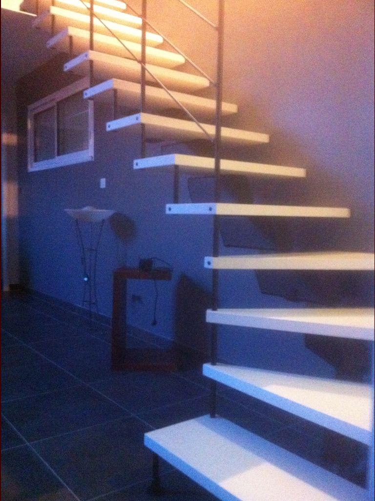 esacalier bois metal acier/hetre blanchi