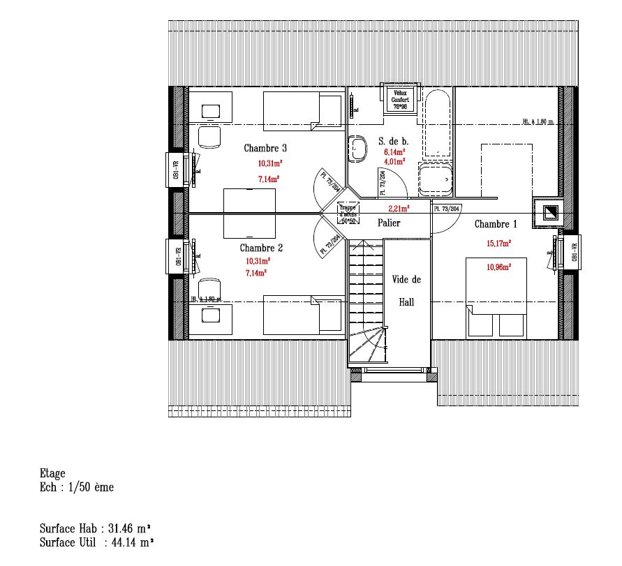 Plan de base de l'tage.