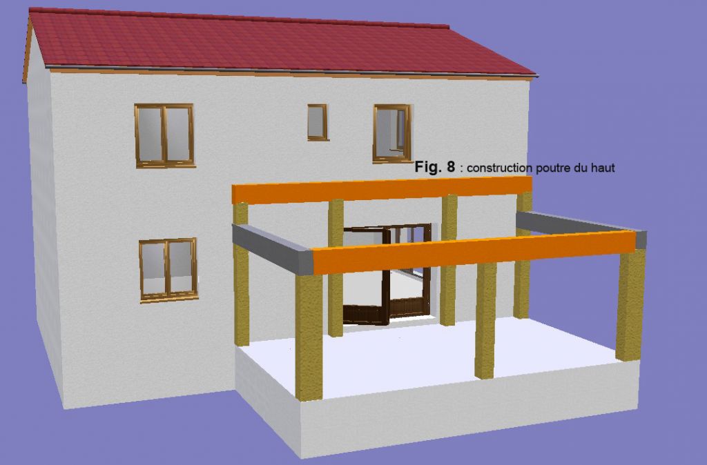 Fig 8 : construction de la poutre haute le long de la maison