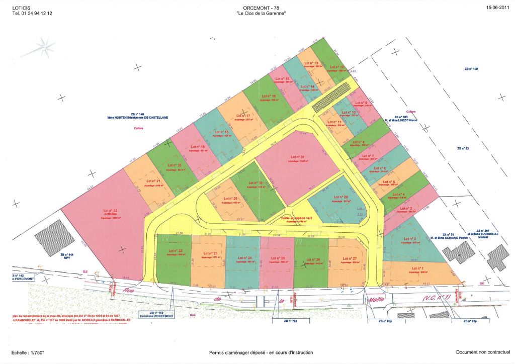 Voici l'ensemble des terrains pour le lotissement : "Le clos de la Garenne"  Orcemont