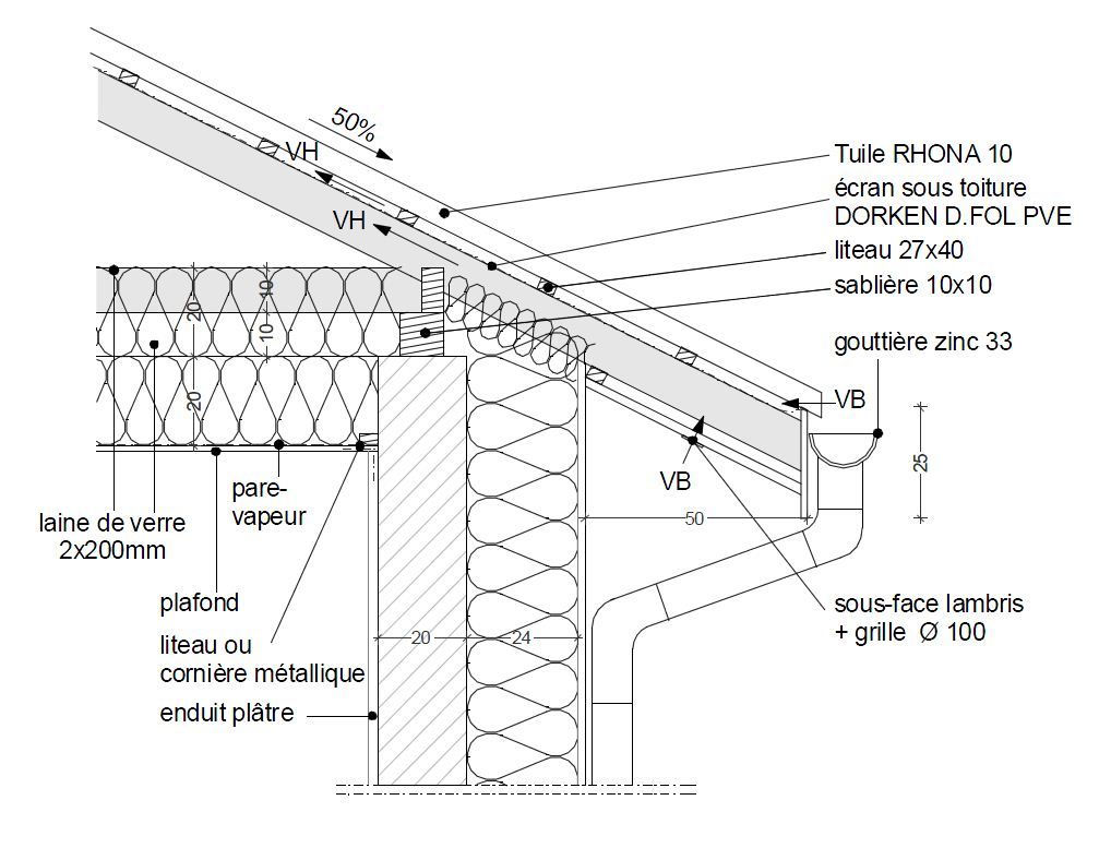 D�tail technique - Jonction Mur/toit
