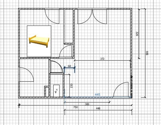 2 pices 44m2 avec pice  vivre de 24m2 environs: cuisine et sjour.