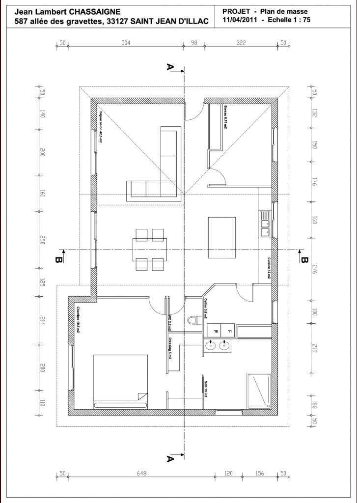 Plan de Masse de la maison avec superficie