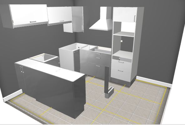 Cuisine ikea grise en 3d