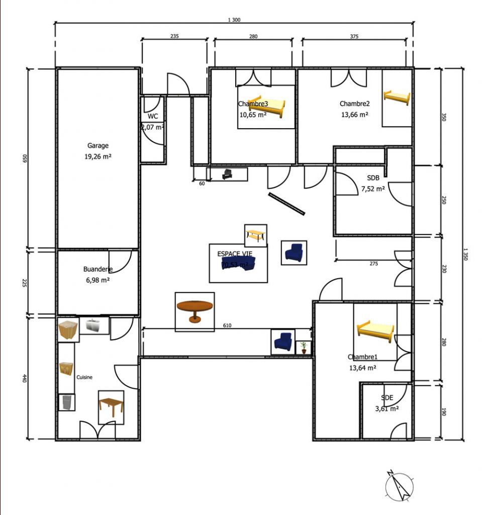 Plan plein pied 115m