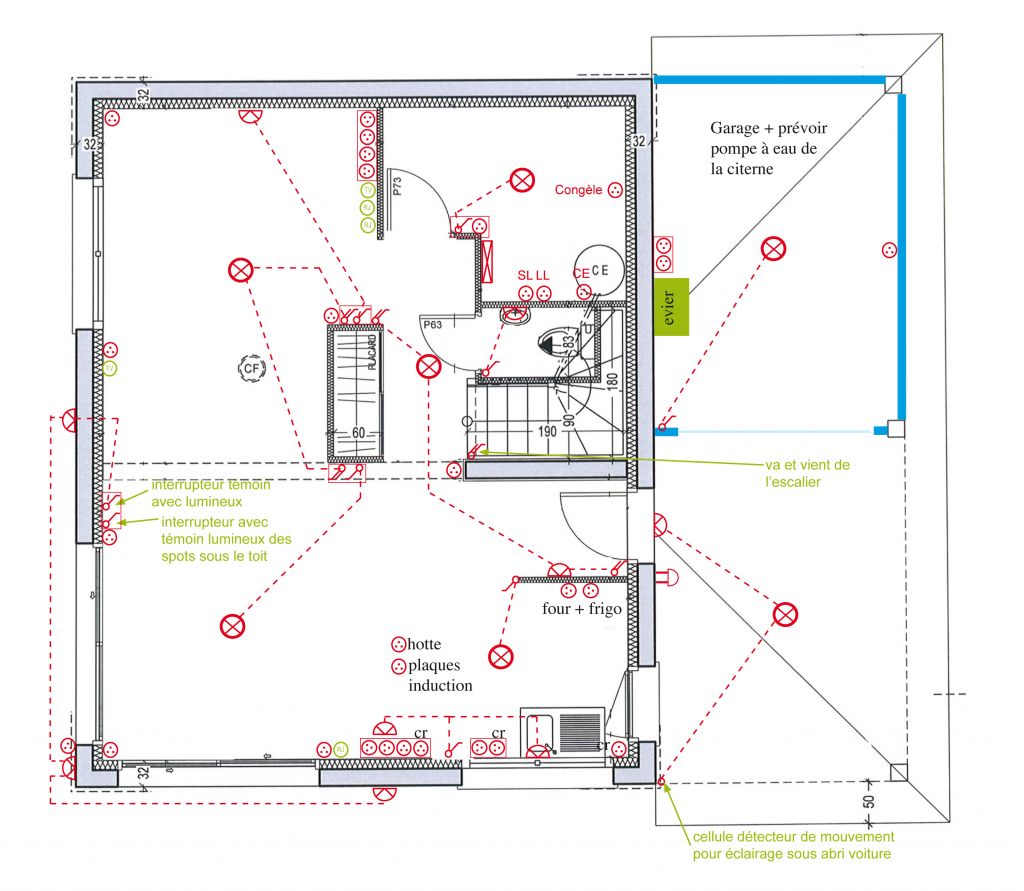 Prparation des plans lectrique en vue de la runion de prparation de chantier - Rez de chausse