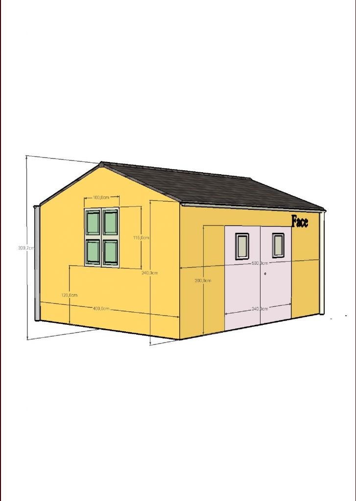 Vue 3d de l'abri de jardin