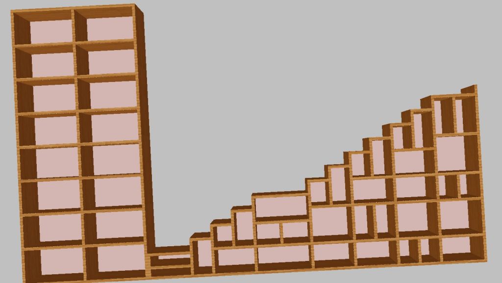 Plan en 3D de l'escalier devant desservie 3 niveau de la maison.