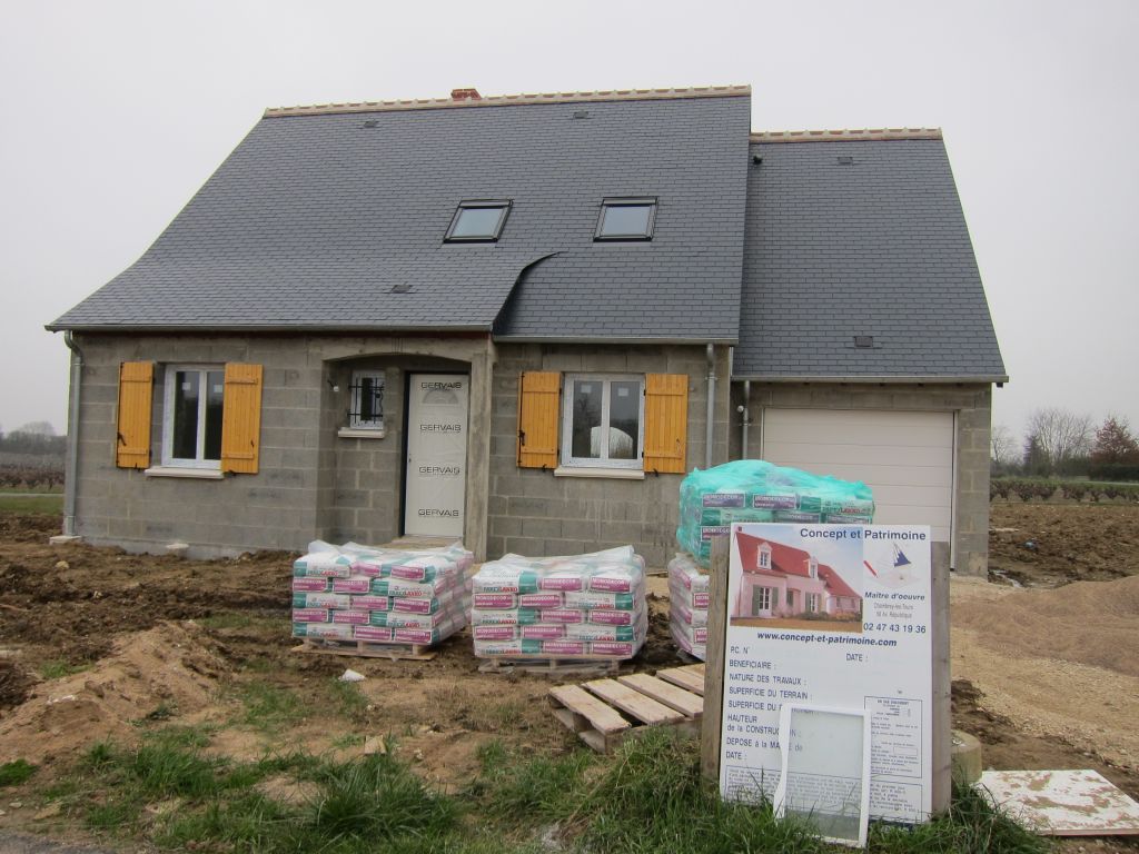 Les sacs d'enduits sont arrivés, c'est peut-être la dernière fois que je vois ma maison toute nue!!!