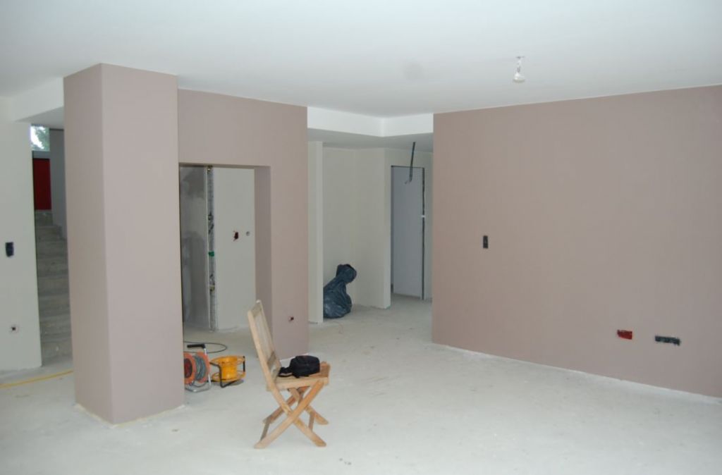 peinture salon, poele de masse