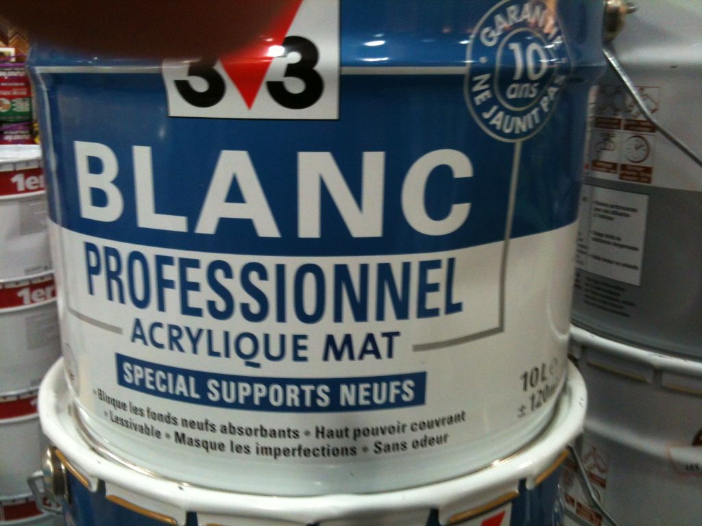 Peinture pour murs et plafonds blanc mat 12 L V33