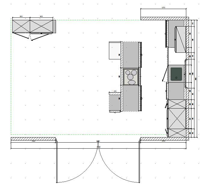 Plan approximatif de la future cuisine.