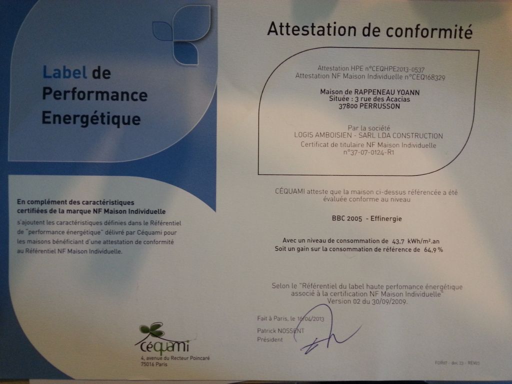 Attestation BBC reçue