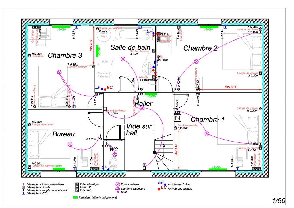 Plan �lectrique �tage