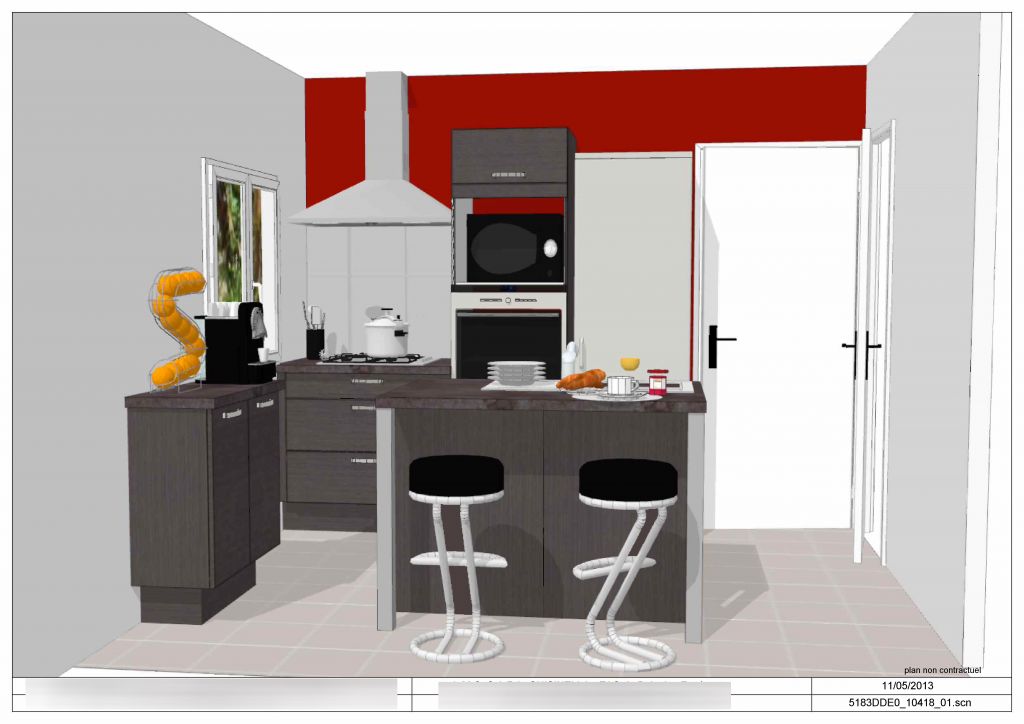 Plan 3D de la future cuisine