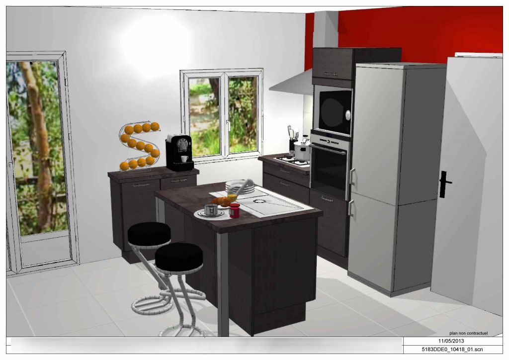 Plan 3D de la future cuisine